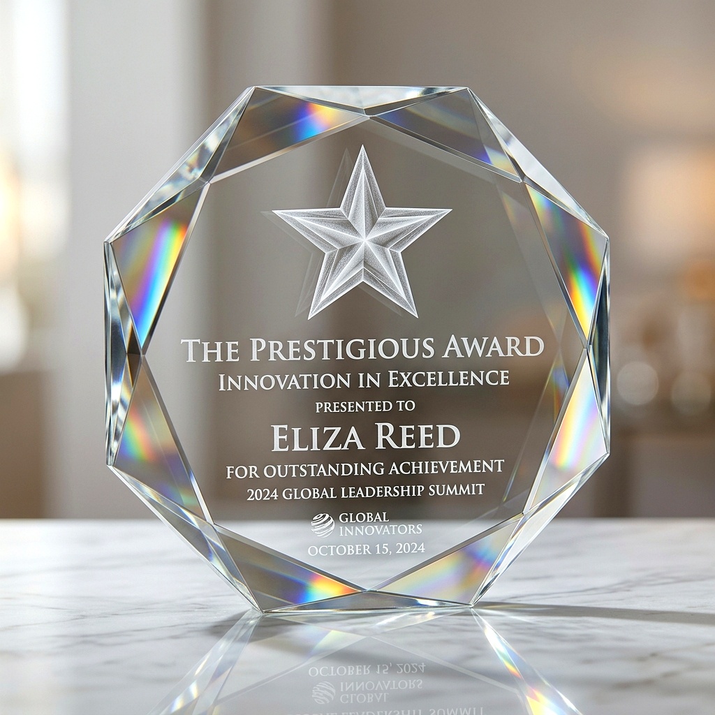 Laser Engraved Beveled Acrylic Award Trophy