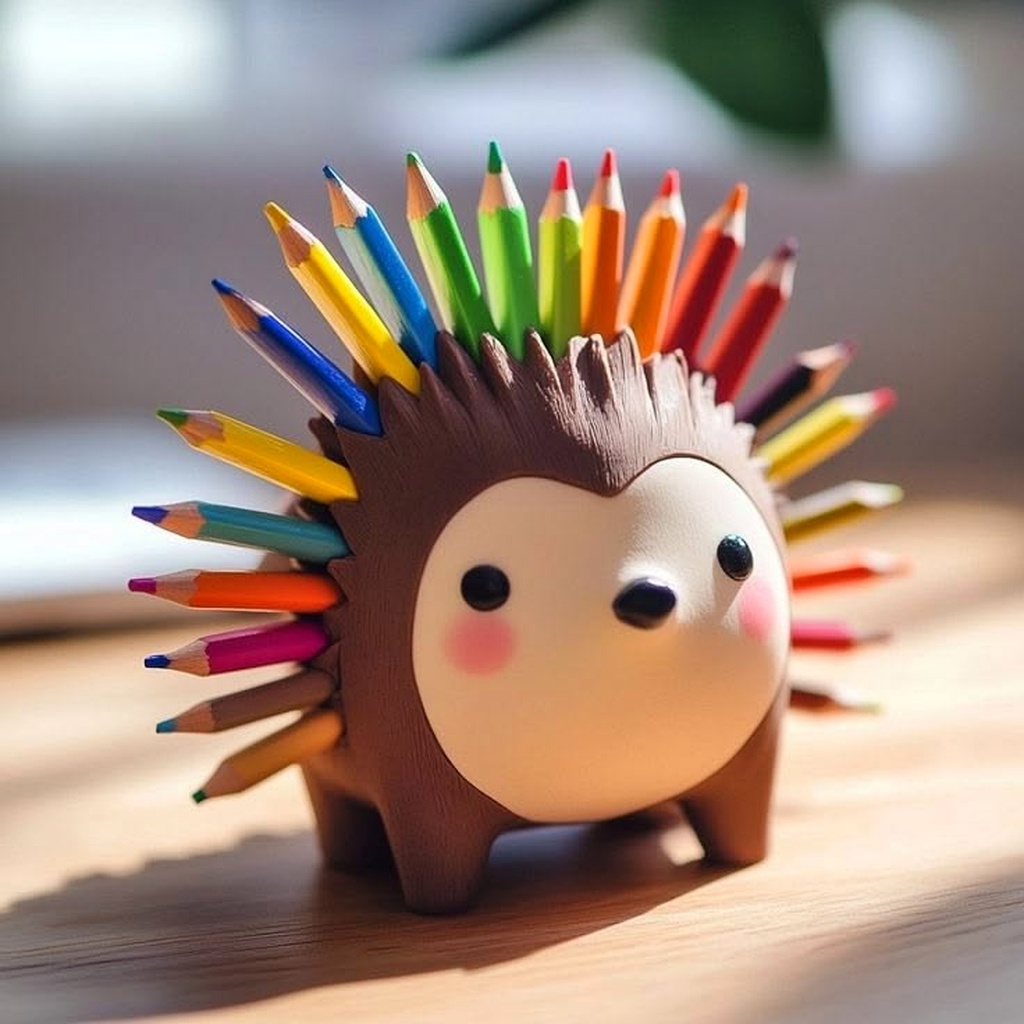 3D Printed Hedgehog Pencil Caddy Desk Organizer