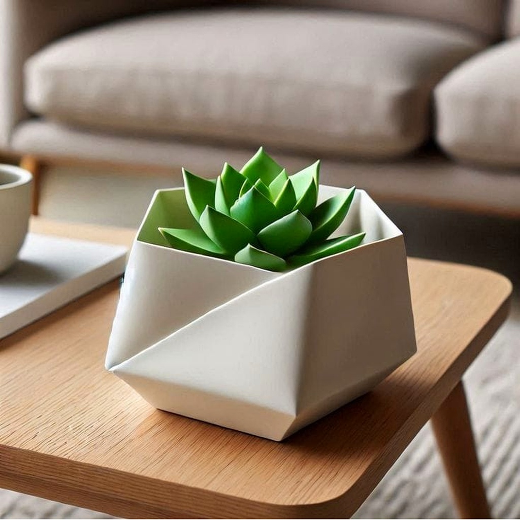3D Printed Low-Poly Faceted Succulent Planter