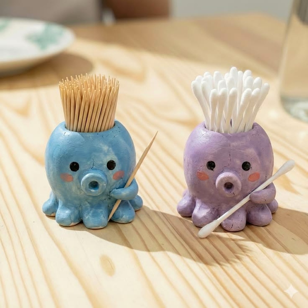 3D Printed Mini Octopus Toothpick Holder Pair