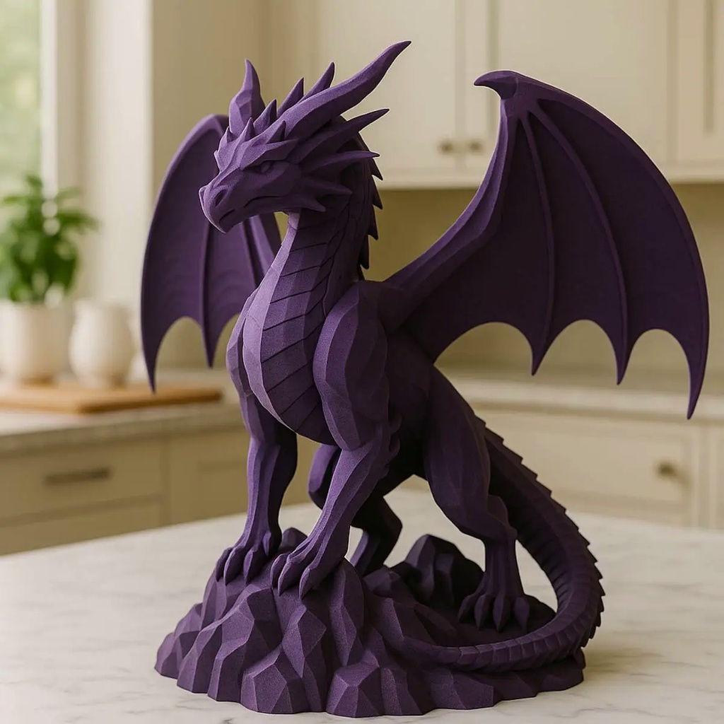 3D Printed Winged Mythical Dragon Sculpture