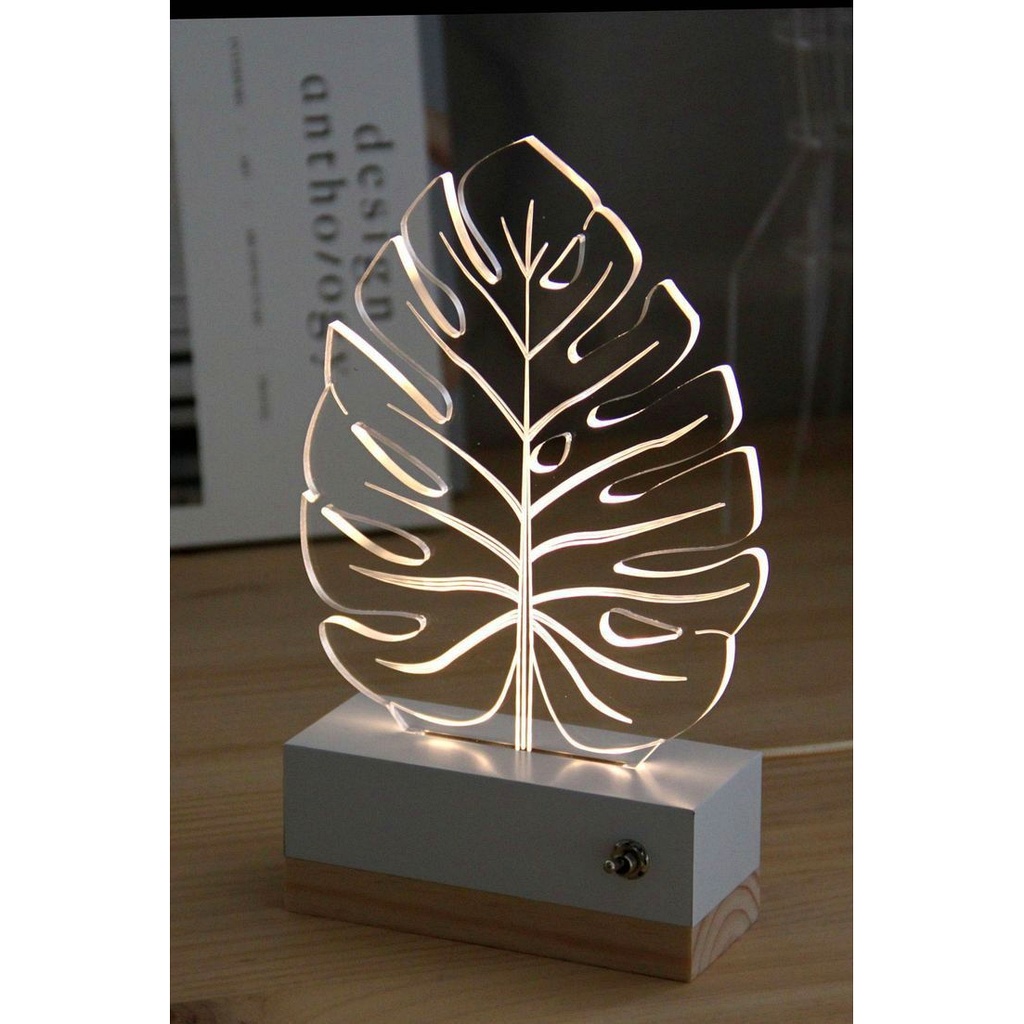 Laser Cut Acrylic Monstera Leaf LED Night Lamp