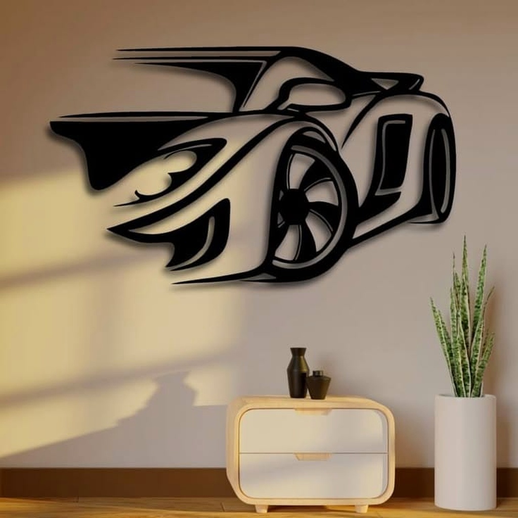 Laser Cut Supercar Silhouette Wooden Wall Art