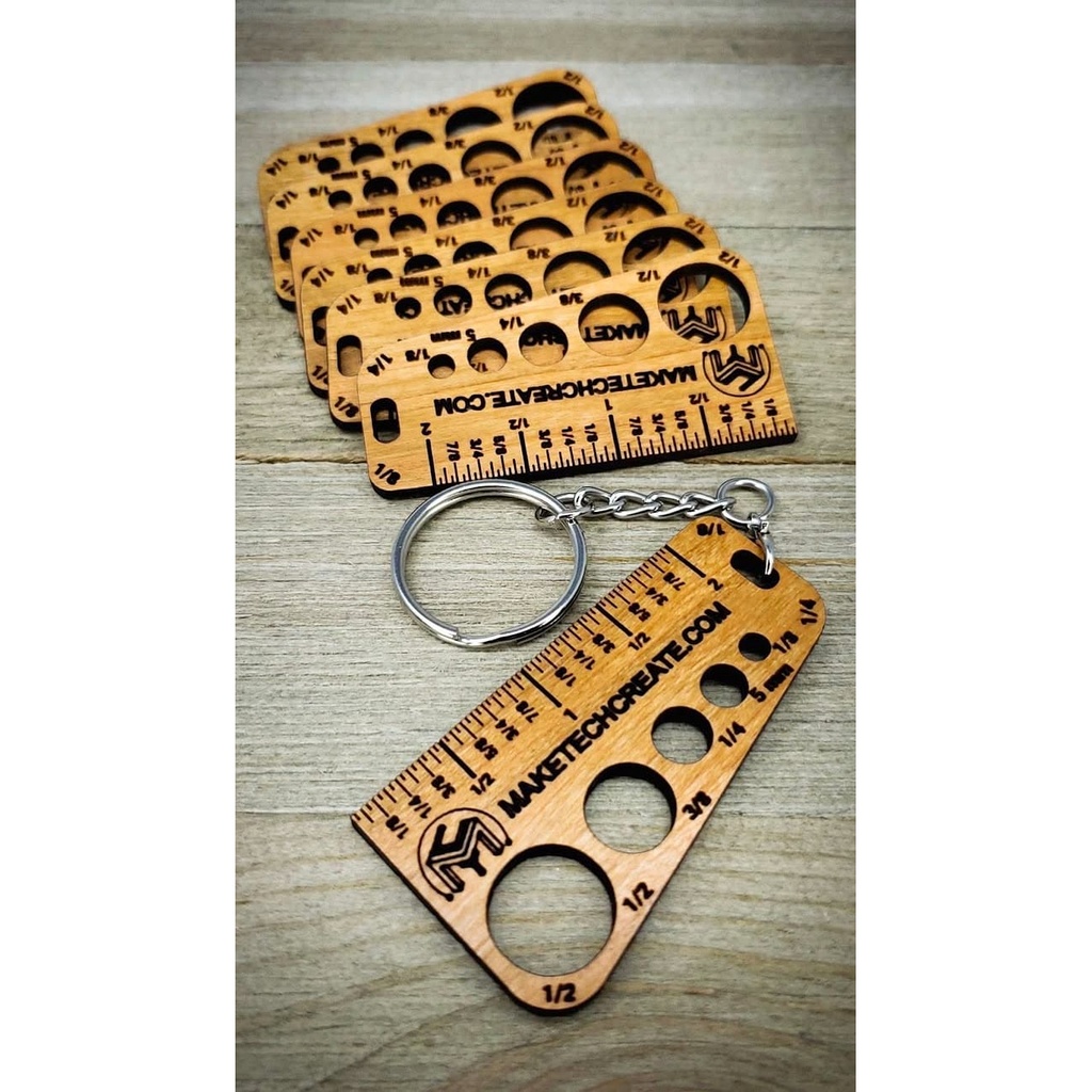 Laser Cut Wooden Pocket Multi-Tool Ruler Keychain