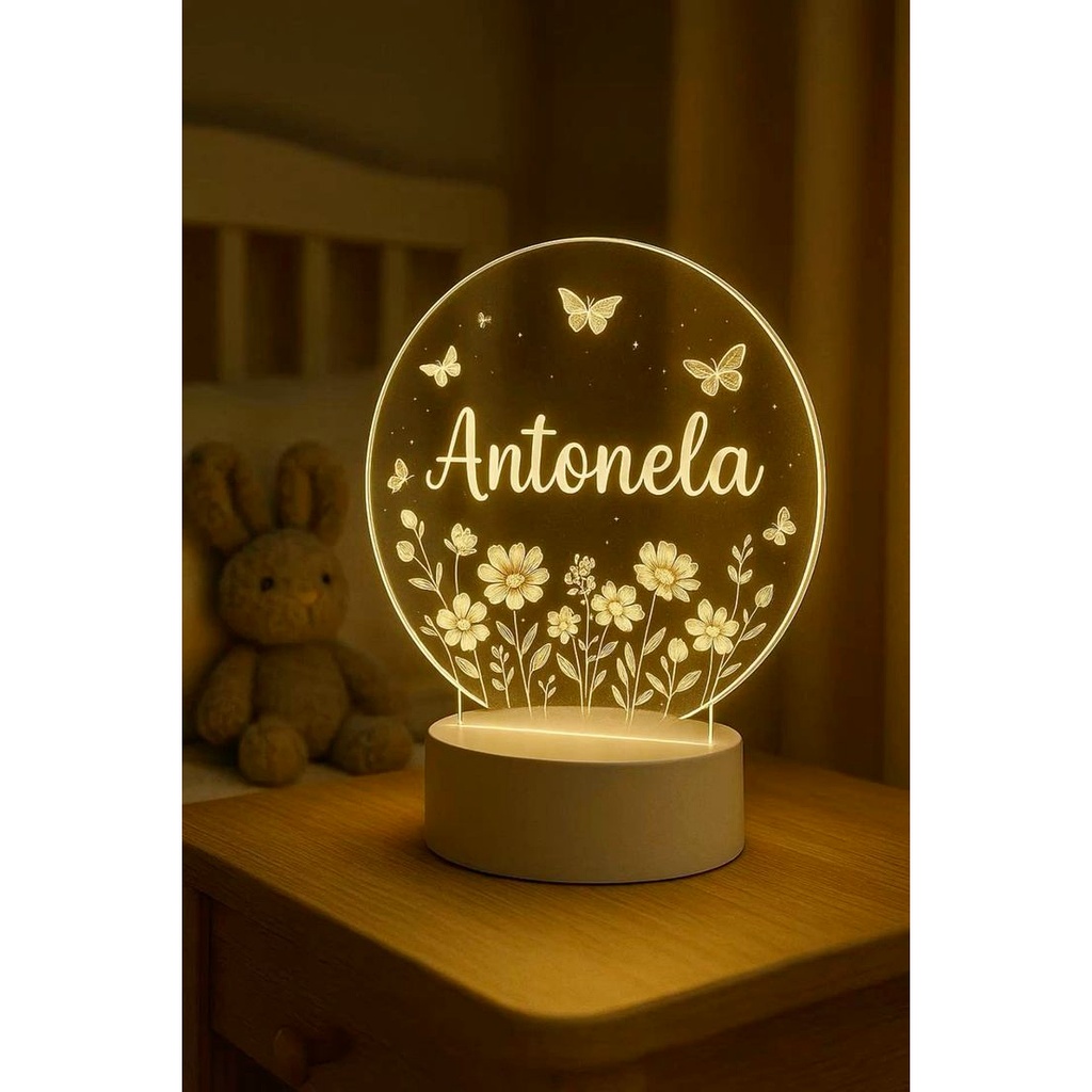 Laser Engraved Personalized Wildflower Acrylic Night Light